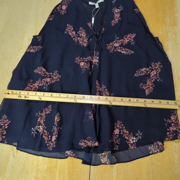 DEREK LAM 10 CROSBY Top Womens Sz 8 blue Floral sleeveless summer Bohemian - Picture 7 of 12